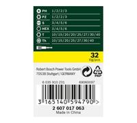 Bosch Set d’embouts de vissage avec code de couleur, 32 pièces Quantité:1