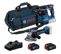 Bosch - Set marteau perforateur GBH 185-LI et meuleuse d’angle GWS 18V-8 125 mm sans fil 18V, 2 batteries 4,0 Ah Li-lon, chargeur 0615V0003C