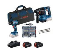 Bosch - Set perceuse-visseuse GSR 18V-45 et marteau perforateur GBH 18V-22 sans fil 18 V, avec accessoires, 2 batteries 4,0 Ah Li-lon, chargeur 0615V0003D