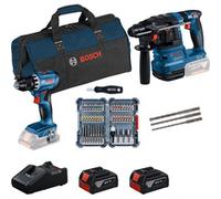 Bosch Set professionnel 18V Marteau perforateur GBH 18V-22 + Perceuse-visseuse GSR 18V-45, Tournevis