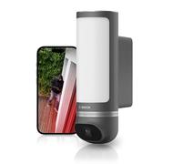 Bosch Smart Home - Caméra extérieure II, caméra de Surveillance extérieur, résolution 1080p Full HD avec sirène d’Alarme intégrée et Lampe Design, Compatible avec Amazon Alexa, Gris Anthracite
