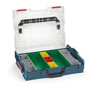 Bosch Sortimo Boîte de rangement L BOXX 102 avec couvercle bleu transparent et jeu de boîtes d'insets G3, boîtes de tri pour petites pièces, système de rangement idéal des petites pièces
