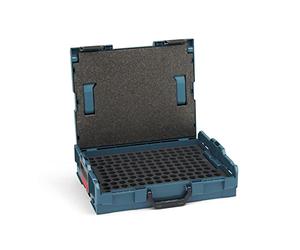 Bosch Sortimo L-Boxx 102 Mallette à outils • Bleu professionnel sans logo • Équipée d'un insert en mousse pour buses de brûleur et couvercle