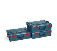 Bosch Sortimo L-BOXX 136 Lot de 3 boîtes à outils professionnelles bleues | Lot de 3 caisses à outils vides taille 2 - Empilables par système à clic - Plastique ABS - Compatible avec le système L-BOXX
