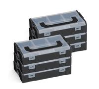 Bosch Sortimo - L-BOXX Mini - Lot de 6 boîtes de rangement noires avec couvercle transparent - Boîte de rangement vis et chevilles - Boîtes de rangement de qualité supérieure pour petites pièces