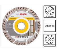 Bosch Standard for Universal Disques à tronçonner diamantés 125 x 22,23 mm 20 pces ( 20x 2608615060 ) pour béton, acier-béton, brique, calcaire et sable-pierre