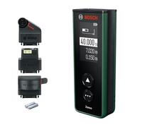 Bosch Télémètre Laser Zamo Set (portée jusqu’à 40 m, rechargeable USB-C, mémorise 10 mesures, in daptateurs ligne, roulette et ruban, piles AAA rechargeables et housse)
