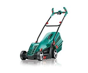 Bosch Tondeuse à Gazon Filaire Arm 34 | Bac de ramassage, carton, hauteur de coupe : 20-70 mm, largeur de coupe : 34 cm, 11 kg, 1 300 W