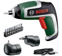 Bosch Visseuse compacte sans fil IXO (7e génération ; 3,6 V ; 2,0 Ah ; 5,5 Nm ; lot in es adaptateurs de renvoi d'angle et déporté ; avec câble micro-USB ; dans une boîte de rangement)