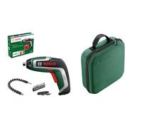 Bosch Visseuse sans fil compacte IXO Flexi Set (7ème génération ; 3,6V ; 2,0Ah ; avec extension flexible et câble micro USB ; pliable à 180° ; 10 embouts) + Bosch Boîte de rangement pour outils