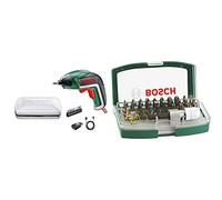 Bosch Visseuse sans Fil - IXO V Edition Classique (Livrée avec Chargeur et 10 Embouts de Vissage) & Bosch Boîtier d'embouts de vissage courts avec code couleur 31 pièces et 1 porte-embout 2607017063