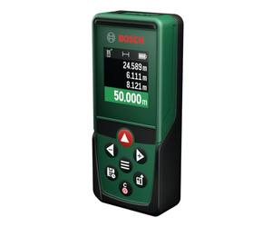 BoschTélémètre laser PLM50-23 (mesure de distances jusqu’à 50 m, fonctions intégrées de mesure de la longueur, de la surface et du volume, écran couleur à haute visibilité, mémoire de 10 mesures)