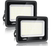 BOSITE 2 Pièces Projecteur LED Extérieur 200W, 6500K Blanc Froid Projecteur LED, 20000LM Super Lumineux Éclairage Mural, Spot LED pour Terrasses, Parking, Hôtel, Garage,Jardin, Allée
