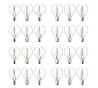 Bosiyrggrl 24Pcs G40 LED Ampoules de Remplacement, E12 Base de Vis Incassable LED Globe Ampoules pour Guirlandes Solaires Blanc Chaud