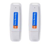 Bosiyrggrl 2X Clé USB Enregistreur Audio Numérique Dictaphone Stylo Vocal USB Disque U Portable Prise en Charge Maximale Carte Mémoire 32 Go (Blanc)