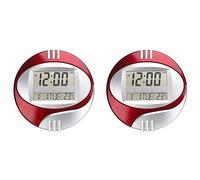 Bosiyrggrl 2X Horloge électronique Murale Numérique D'Affichage de la Température Calendrier LCD Moderne Sourdine de Montre de Support de LED de Décoration de Bureau à Domicile Rouge