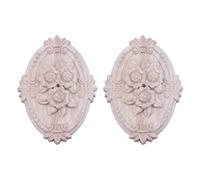 Bosiyrggrl 2X Ornement en Bois Rétro Applique Sculpture Ornement pour Décoration de Meubles de Porte D'Armoire (13X9cm)