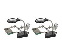 Bosiyrggrl 2X Support de Table de Fer à Souder avec Loupe de Soudage Table D'Outil de Maintenance D'Équipement Numérique avec Lampe à LED