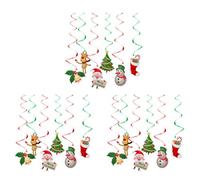 Bosiyrggrl 3 Ensemble de Noël Spirale Plafond Suspendu Père Noël élan Cloche Bannière Fête de Noël Maison Salon Décoration