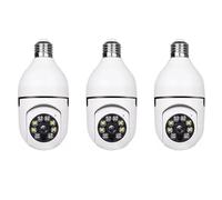 Bosiyrggrl 3X Ampoule Surveillance E27 WiFi CaméRa IP Vision Nocturne Couleur Automatique Suivi Humain 4X Zoom NuméRique Moniteur de SéCurité
