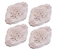 Bosiyrggrl 4X Ornement en Bois Rétro Applique Sculpture Ornement pour Décoration de Meubles de Porte D'Armoire (13X9cm)