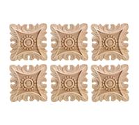 Bosiyrggrl 6X Applique Onlay de Coin Sculpté Bois Vintage Non Peint Décoration de Porte de Cabinet de Mur de Meubles de Maison de Fond de Cadre
