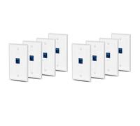 Bosiyrggrl 8X Cat6 Prise Murale Ethernet 1 Port RJ45 Réseau à Coupleur Mural Plaque Jack Blanc et Bleu