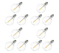 Bosiyrggrl Ampoules de Remplacement à LED 12Pièces G40, Ampoules Globe LED Incassables à Culot à Vis E12 pour Guirlandes Lumineuses Solaires Blanc Chaud