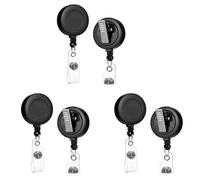 Bosiyrggrl Lot de 6 - Porte-Badge D'Identification RéTractable avec Pince Crocodile Pivotante (Noir)
