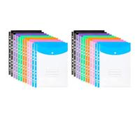 Bosiyrggrl Paquet de 24 A4 Perforé Poches Portefeuilles En Plastique - Dossiers de Fichiers D'Enveloppe de Poche de Reliure Extensible à 11 Trous