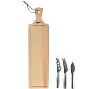 BOSKA Ensemble à fromage Amigo de Planche à fromage/Avec couteaux à fromages/Pour chaque type de fromage/Brun/Argent / 44,5 cm