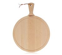 BOSKA Planche de présentation Rond Amigo L de Avec poignée/En bois de hêtre rustique/Pour fromages et tapas/Brun / ⌀ 33 cm