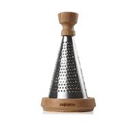 Boska Râpe à fromage de table Oslo/Avec poignée en chêne / 3 côtés différents/Fromages à pâte mi-dure et dure/Brun/Argenté / 27 cm