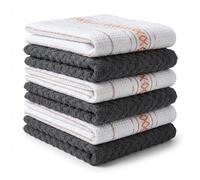 BOSKIMO Torchon Cuisine Coton, Microfibre et Éponge, Lot de 6 Torchons Vaisselle Absorbants à Séchage Rapide, sans Peluches, Essuie Main Cuisine 65x45 et 60x40 cm (Palma Orange)