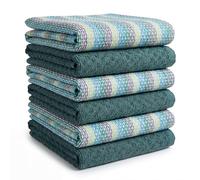 BOSKIMO Torchon Cuisine Coton, Microfibre et Éponge, Lot de 6 Torchons Vaisselle Absorbants à Séchage Rapide, sans Peluches, Essuie Main Cuisine 65x45 et 60x40 cm (Martini Vert)