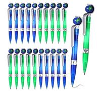 BOSREROY Lot de 20 stylos à bille rétractables en forme de globe terrestre en vrac, fournitures scolaires et de bureau, mini carte du monde rotative