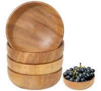 BOSREROY Lot de 4 bols en bois, bols en bois faits main, bols décoratifs en bois, petits bols calebasse naturels au style rustique, pour soupe, condiments, noix, sauces et trempettes