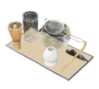 BOSREROY Set matcha 7 pièces, kit traditionnel pour thé matcha avec bol, fouet, cuillère, tamis et tissu, coffret complet pour latte ou usage quotidien, idée cadeau