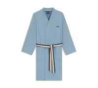 BOSS Peignoir en coton avec ceinture à rayures emblématiques - Style BLINEA White Bath robe XL, KIM-BLINEA bleu clair S