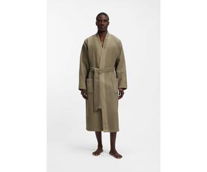 BOSS Peignoir en jacquard de coton mélangé avec revers à logo - Style Waffle Kimono, 50469787 Brun chiné S
