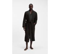 BOSS Peignoir en jacquard de coton mélangé avec revers à logo - Style Waffle Kimono, 50469787 Noir L
