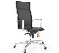 Bossberg Chaise de Bureau Ergonomique, Fauteuil de Bureau Confortable et Réglable en Hauteur, Siège Pivotant pour Maison et Télétravail - Chromé Noir
