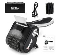 Bostar Brosse Barbecue Électrique sans Fil - 4000mAh Nettoyeur avec Grattoir en INOX & Lampe LED, 450 TR/Min Couple Élevé pour Grille Gaz & Charbon, Inclut 1 Rouleau de Rechange