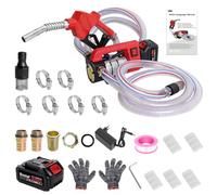 Bostar Pompe de Transfert Gasoil 21V (Compatible Makita), 45L/min Pompe à Fioul Auto-amorçante (5m) & Élévation 10m, Kit Pistolet Automatique & 5 Palettes de Rechange, pour Tracteur (GNR) & Chauffage