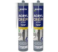 Bostik Acryl Crépi - Mastic Acrylique - Intérieur et Extérieur - Spécial Crépi - Aspect Granuleux - Tous Matériaux - Blanc - Cartouche 310 ml (Lot de 2)