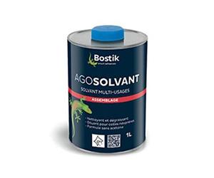 Bostik AGOSOLVANT Diluant et Nettoyant de Colles - Dégraissage des Surfaces à Encoller - Formule sans Acétone - Incolore - Bidon de 1L