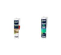 Bostik Colle de Fixation pour Plinthe en Bois, PVC et Medium - Colle Mastic Acrylique pour Parquets & 310.11418 - Mastic Acryl S Maconnerie/Peinture - 310 ml - Blanc