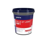 Bostik Colle Pâte et Joint 2 en 1 - Colle Carrelage Mural Améliorée et Joint de Carrelage Prêt à l’Emploi - Idéale pour Cuisine et Salle de Bain - Gris - Seau de 1,5 kg