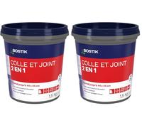 Bostik Colle Pâte et Joint 2 en 1 - Colle Carrelage Mural Améliorée et Joint de Carrelage Prêt à l’Emploi - Idéale pour Cuisine et Salle de Bain - Blanc - Seau de 1,5 kg (Lot de 2)