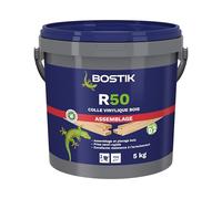 Bostik Colle Vinylique Bois R50 - Seau 5 kg | Colle à Bois Prise Semi Rapide D2 - Assemblage et de Placage - Menuiseries Intérieures - Blanc puis Transparent au Séchage